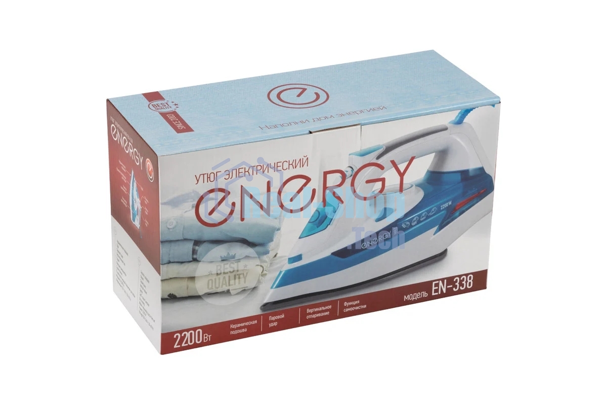 Утюг Energy EN-338 голубой/белый, 2200 Вт, 20 г/мин, 300 мл