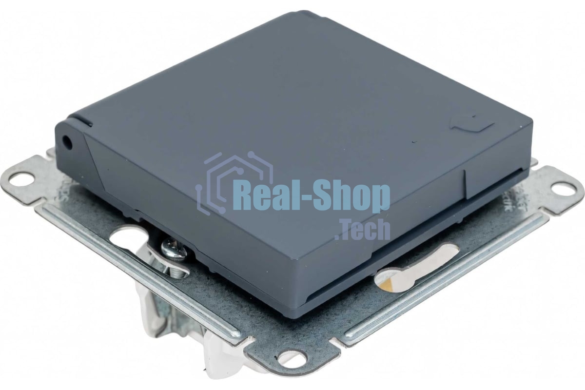 Механизм розетки 1-м СП AtlasDesign 16А IP20 с заземл. защ. шторки с крышкой грифель