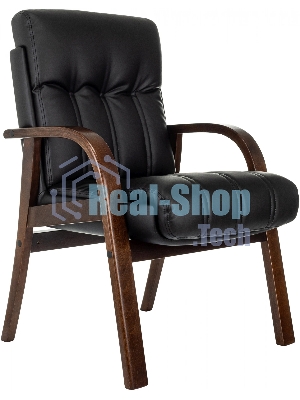 Кресло офисное Бюрократ T-9932W-CF-Eco черный, эко.кожа, на ножках, дерево