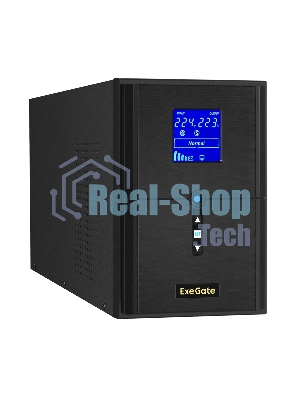 Источник бесперебойного питания ExeGate SineTower SZ-2000.LCD.AVR.3SH.1C13.USB / 2000 ВА / 1600 Вт / 3 x CEE 7 (евророзетка), 1 x IEC 320 C13