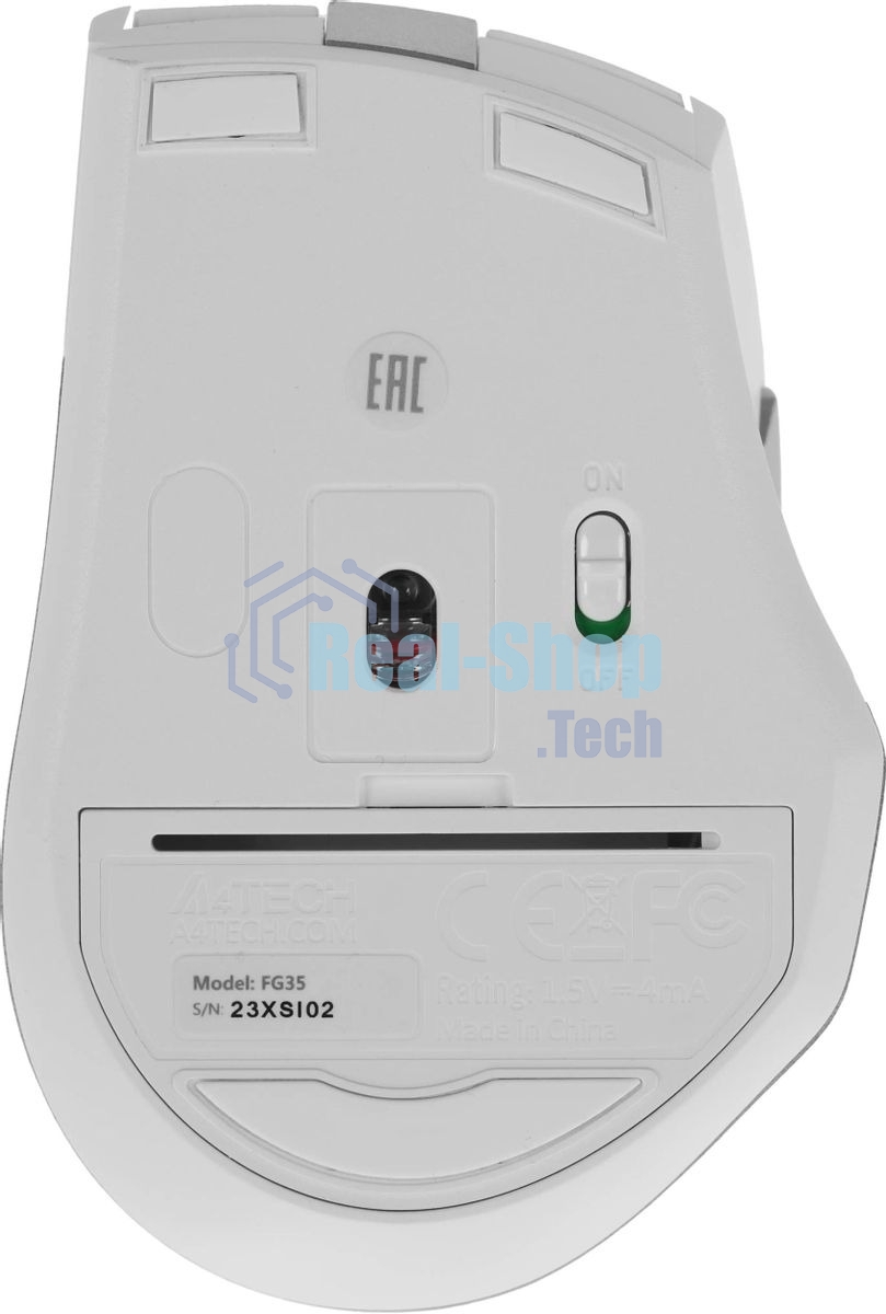 Мышь беспроводная A4Tech Fstyler FG35 серебристый/белый, 2000 dpi, радиоканал, USB, кнопки - 6