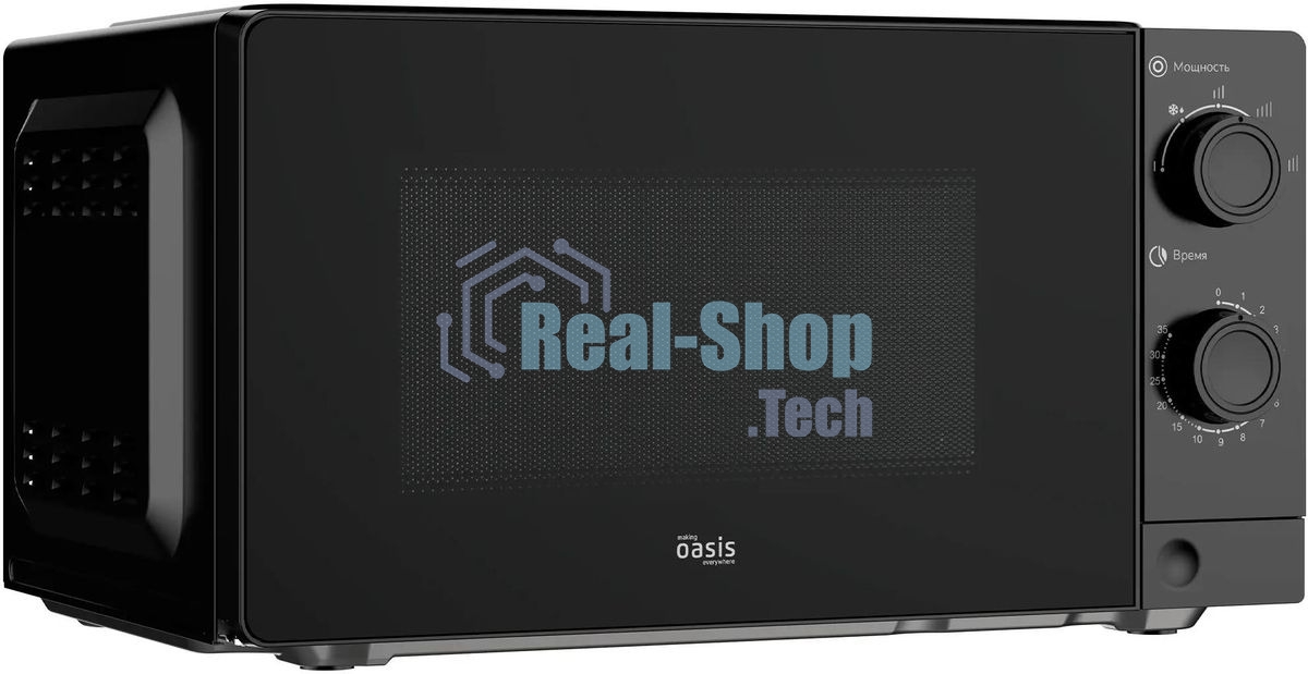 Микроволновая печь Oasis MW-70XB черный, 20 л, 700 Вт, переключатели - поворотный механизм