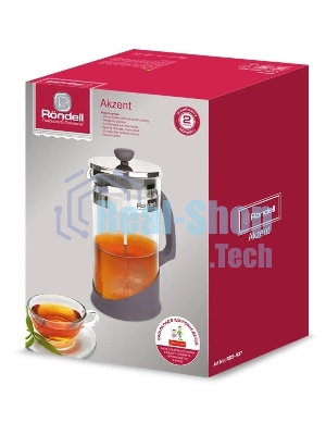 Френч-пресс Rondell Akzent RDS-937, 0.6 л, стальной