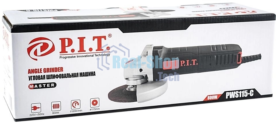 Угловая шлифовальная машина P.I.T. PWS115-C 800Вт 11000об/мин рез.шпин.:M14 d=115мм