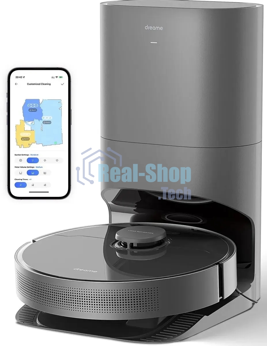 Робот-пылесос Dreame RLS6AD D10S Plus черный, 46 Вт, 5200 мА·ч Li-Ion, уборка сухая/влажная, пылесборник контейнер 0.4 л
