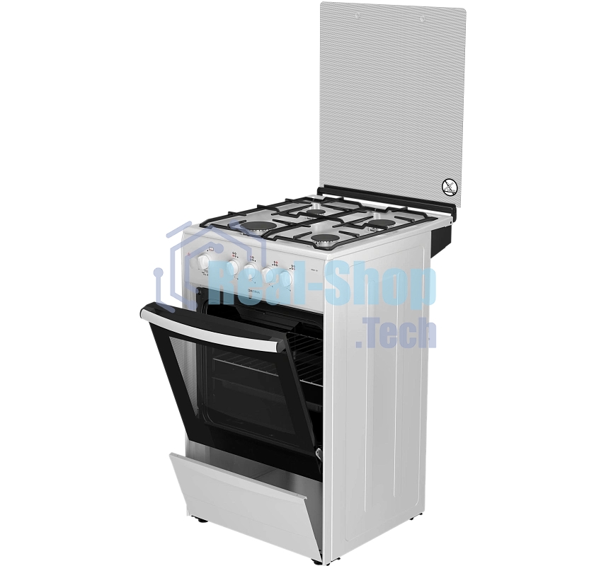 Плита газовая Darina 1B GM 341 107 W белый/черный, конфорок 4 шт, духовка 50 л, 50 см x 85 см x 56 см