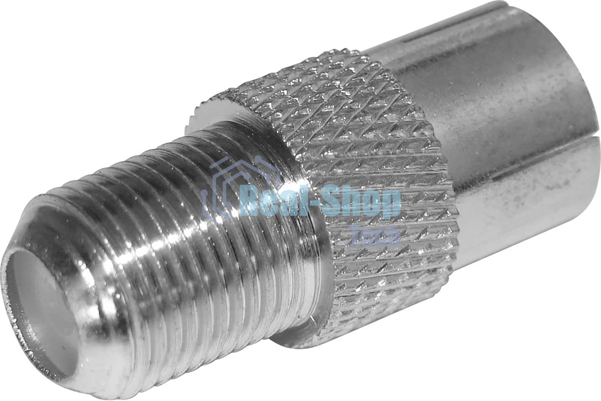 Переход гнездо F –гнездо TV. Коаксиальный переходник F на TV гнездо, никелированный сплав меди