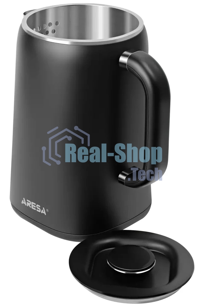 Электрочайник Aresa AR-3482 черный, 1.6 л, 1700 Вт, скрытый нагревательный элемент, поддержание температуры