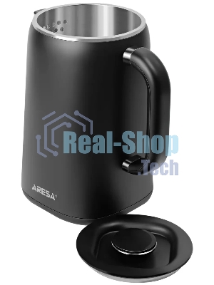 Электрочайник Aresa AR-3482 черный, 1.6 л, 1700 Вт, скрытый нагревательный элемент, поддержание температуры