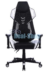 Кресло игровое Cactus CS-CHR-090BLW черный/белый, сиденье черный/белый, эко.кожа, крестовина пластик, пластик черный/белый