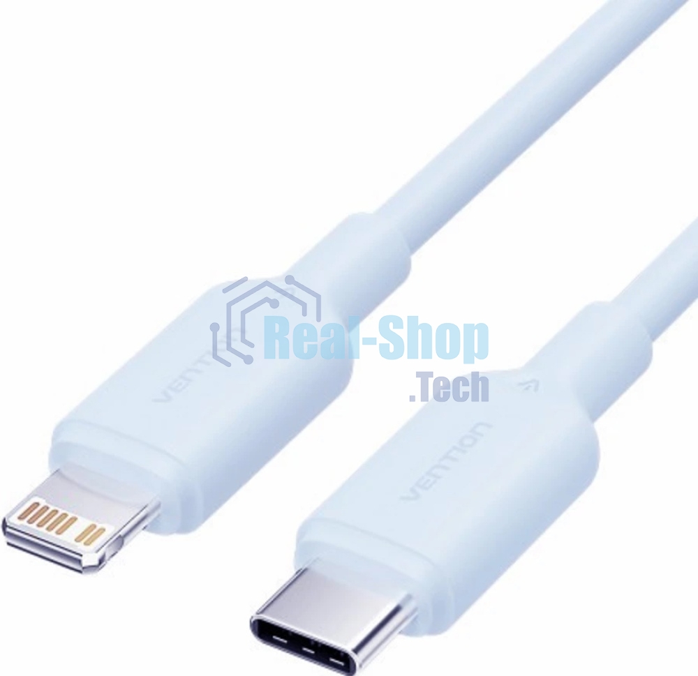 Кабель Vention USB 2.0 CM/Lightning 8M для iPad/iPhone 3A - 1м. Голубой
