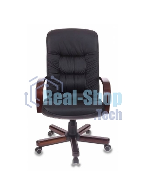 Кресло Бюрократ T-9908/WALNUT черный, кожа