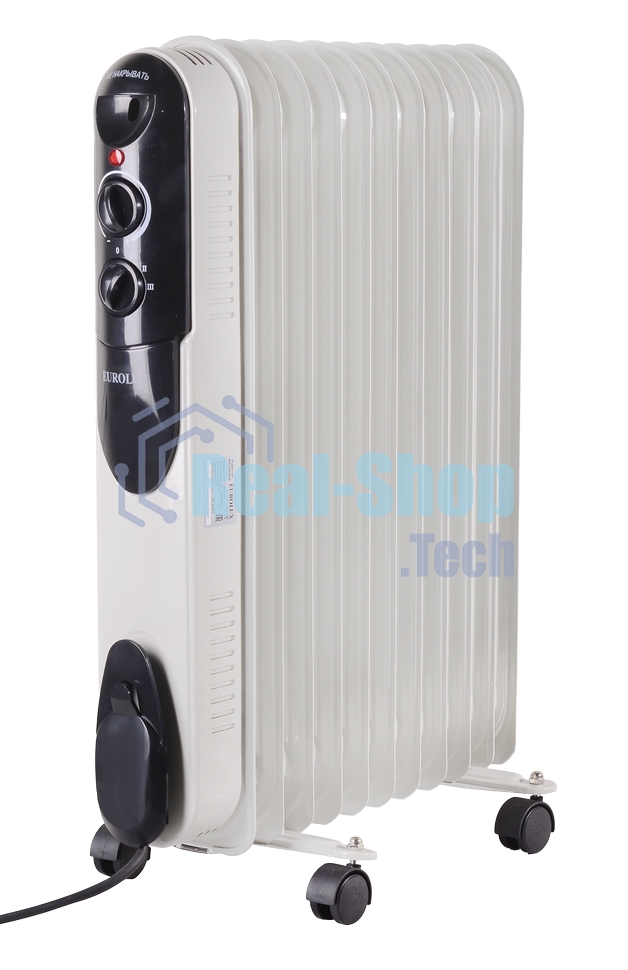 Обогреватель масляный EUROLUX ОМПТ-EU-12Н (12 секций) белый, 2500 Вт, 30 м2, термостат 67/3/20
