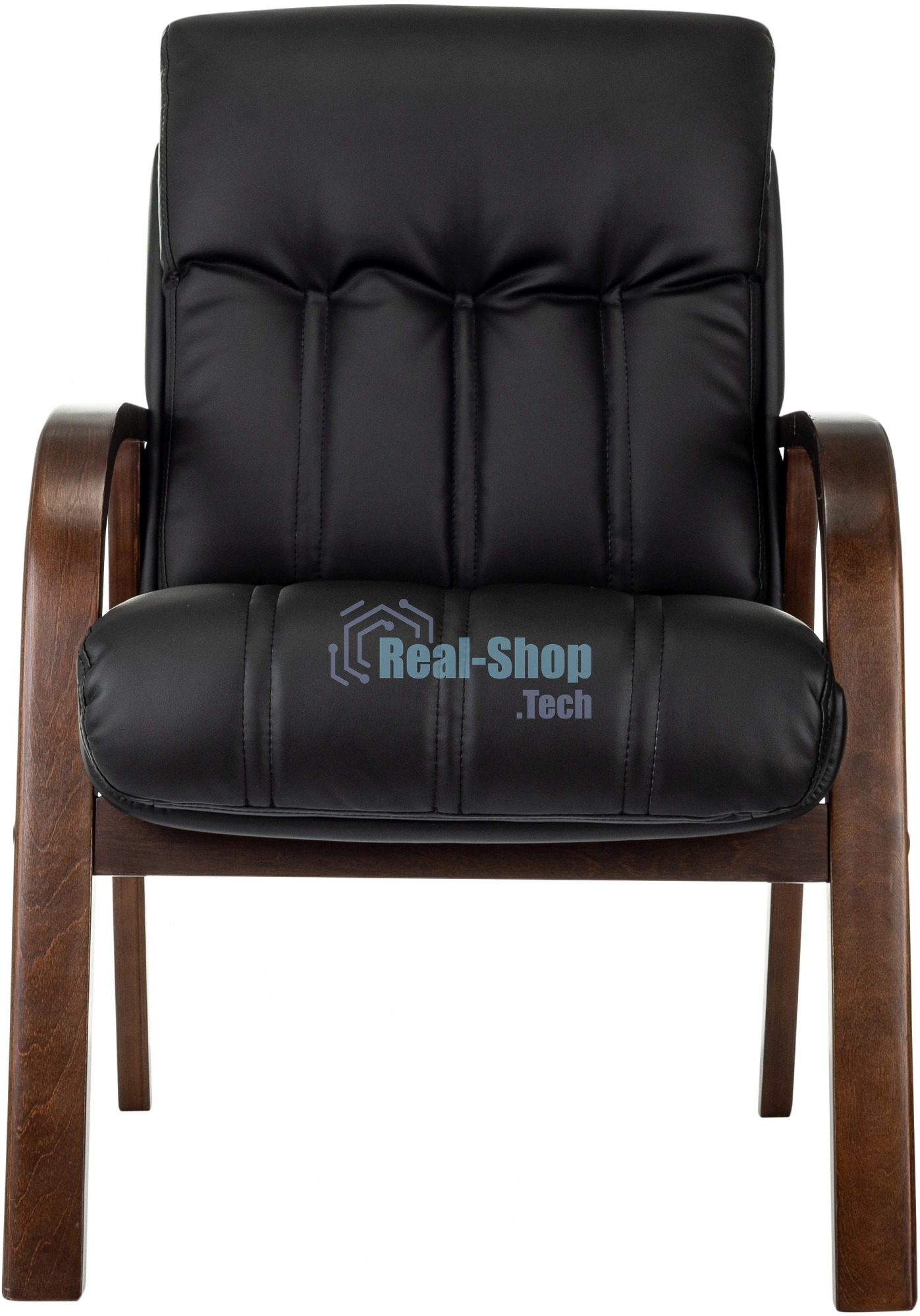 Кресло офисное Бюрократ T-9932W-CF-Eco черный, эко.кожа, на ножках, дерево