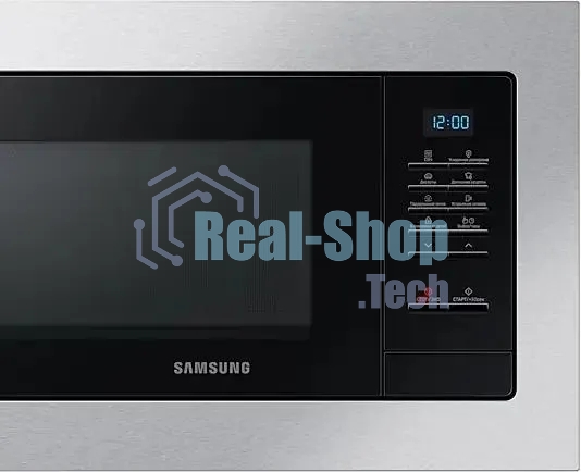 Микроволновая печь встраиваемая Samsung MS23A7013AT/BW серебристый/черный, 23 л, 1150 Вт, переключатели - кнопки