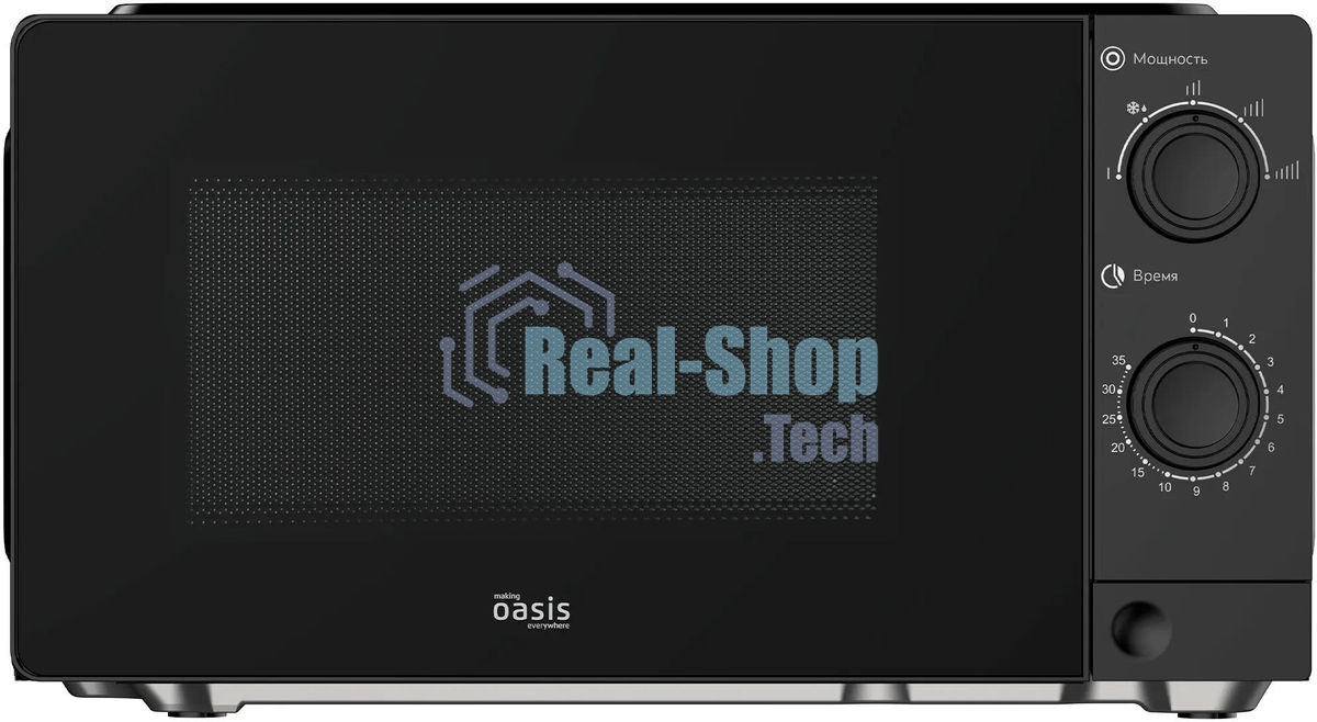 Микроволновая печь Oasis MW-70XB черный, 20 л, 700 Вт, переключатели - поворотный механизм