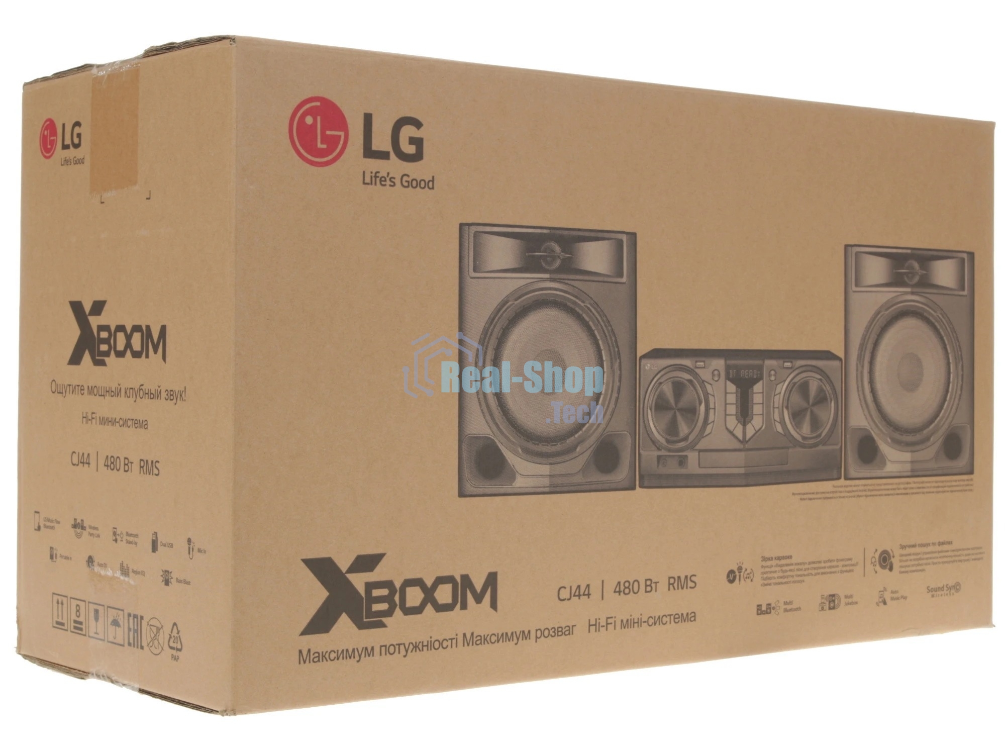 Мини-аудиосистема LG CJ44 черный 480Вт FM USB BT