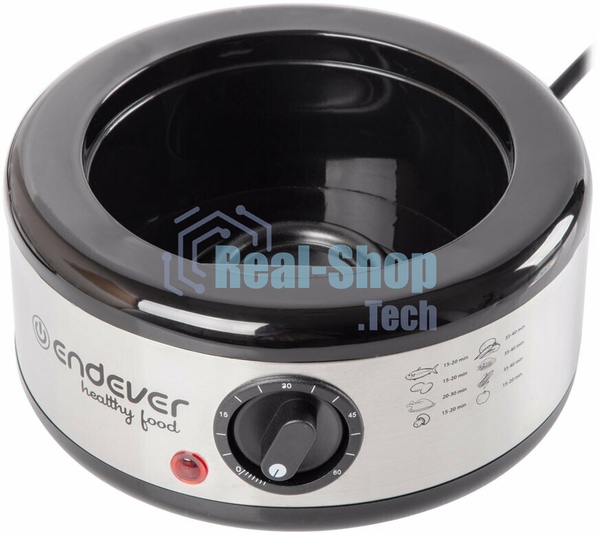 Пароварка Endever Vita-173 черный/стальной, 6 л, ярусы - 3, 800 Вт, механическое