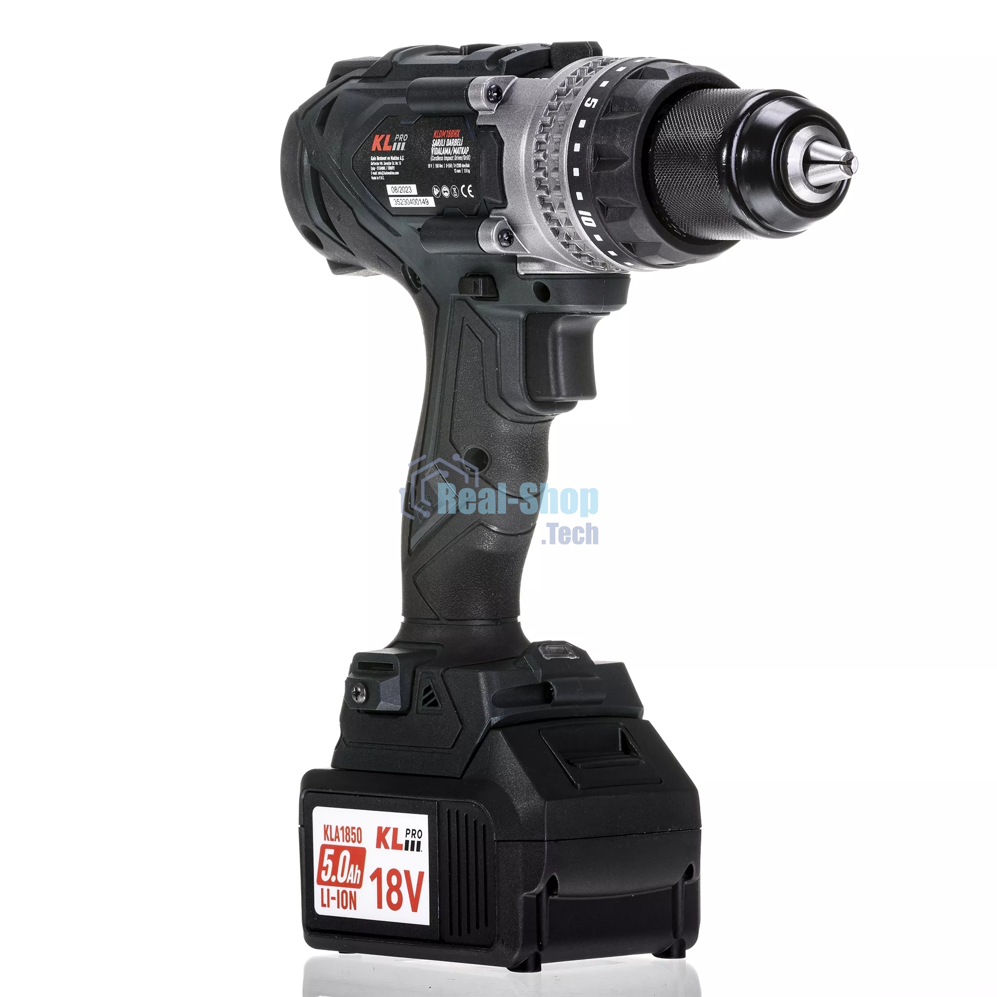 Профессиональный аккумуляторный бесщеточный ударный шуруповерт Klpro KLDM18BHX-50 (18В, Li-ion-2шт, 5.0А·ч, 150Нм, 2 скорости, подсветка, магнитная бита,З/У,в кейсе)