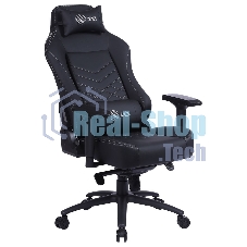 Кресло игровое Cactus CS-CHR-0112BL черный, сиденье черный, эко.кожа, с подголов. крестовина металл, пластик черный