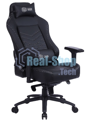 Кресло игровое Cactus CS-CHR-0112BL черный, сиденье черный, эко.кожа, с подголов. крестовина металл, пластик черный