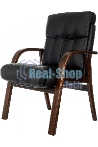 Кресло офисное Бюрократ T-9932W-CF-Eco черный, эко.кожа, на ножках, дерево