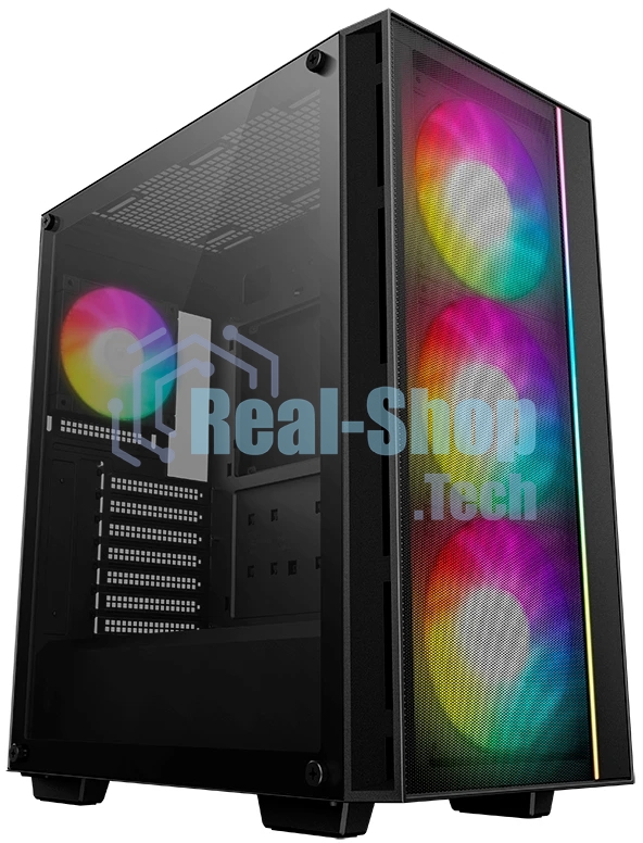 Компьютерный корпус Deepcool MATREXX 55 MESH V4 без БП, боковое окно (закаленное стекло), 3xARGB LED 140мм вентилятора спереди, 1xARGB LED 120мм вентилятор сзади, черный, ATX