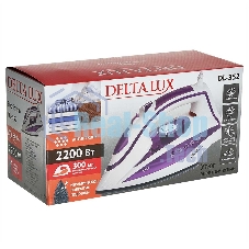 Утюг Delta LUX DL-352 белый с фиолетовым, 2200 Вт, 30 г/мин, 140 г/мин, 300 мл