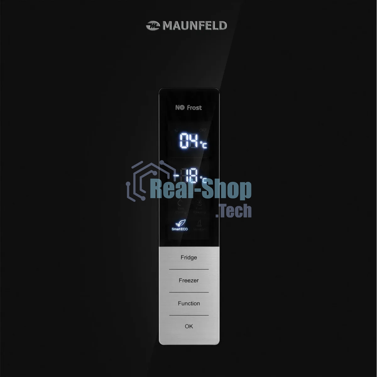 Холодильник Maunfeld MFF200NFBE черный, двухкамерный 271/106л морозилка снизу, Total NoFrost