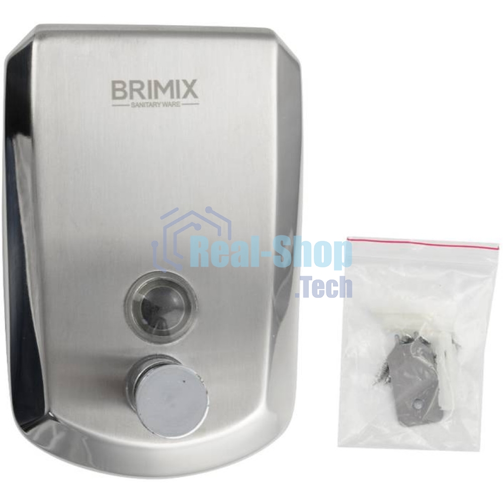 Дозатор жидкого мыла настенный, металический с глазком, из нерж.стали 201, на 500 мл ХРОМ BRIMIX 643