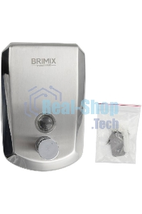 Дозатор жидкого мыла настенный, металический с глазком, из нерж.стали 201, на 500 мл ХРОМ BRIMIX 643