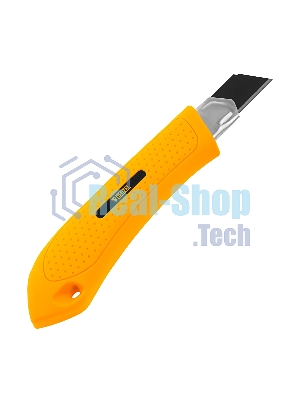 Нож Denzel 18 мм, сменное лезвие, SK4, метал. направляющая, нажимной фиксатор