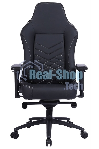 Кресло игровое Cactus CS-CHR-0112BL черный, сиденье черный, эко.кожа, с подголов. крестовина металл, пластик черный