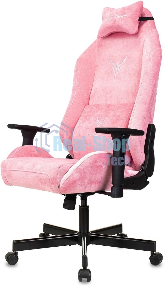 Кресло игровое Knight N1 Fabric розовый Velvet 36 с подголов. крестовина металл