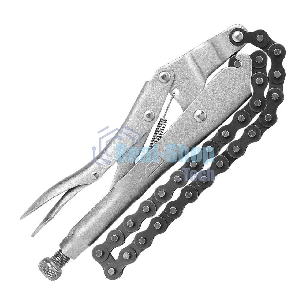 Зажимные клещи цепные с фиксатором Deli DL20018 230мм, длина цепи 450мм, регулировочный винт