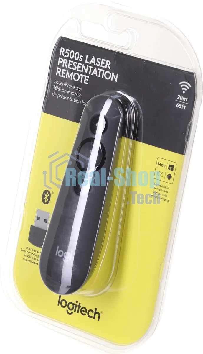 Презентер Logitech R500s Graphite черный, Bluetooth + 2.4 GHz, USB-ресивер, 3 программируемых кнопки, лазерная указка