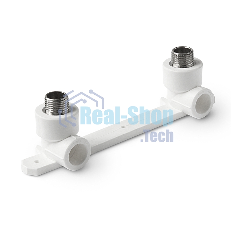 Планка монтажная с водорозетками полипропиленовая 20 х 1/2' НР для смесителя белая PRO AQUA