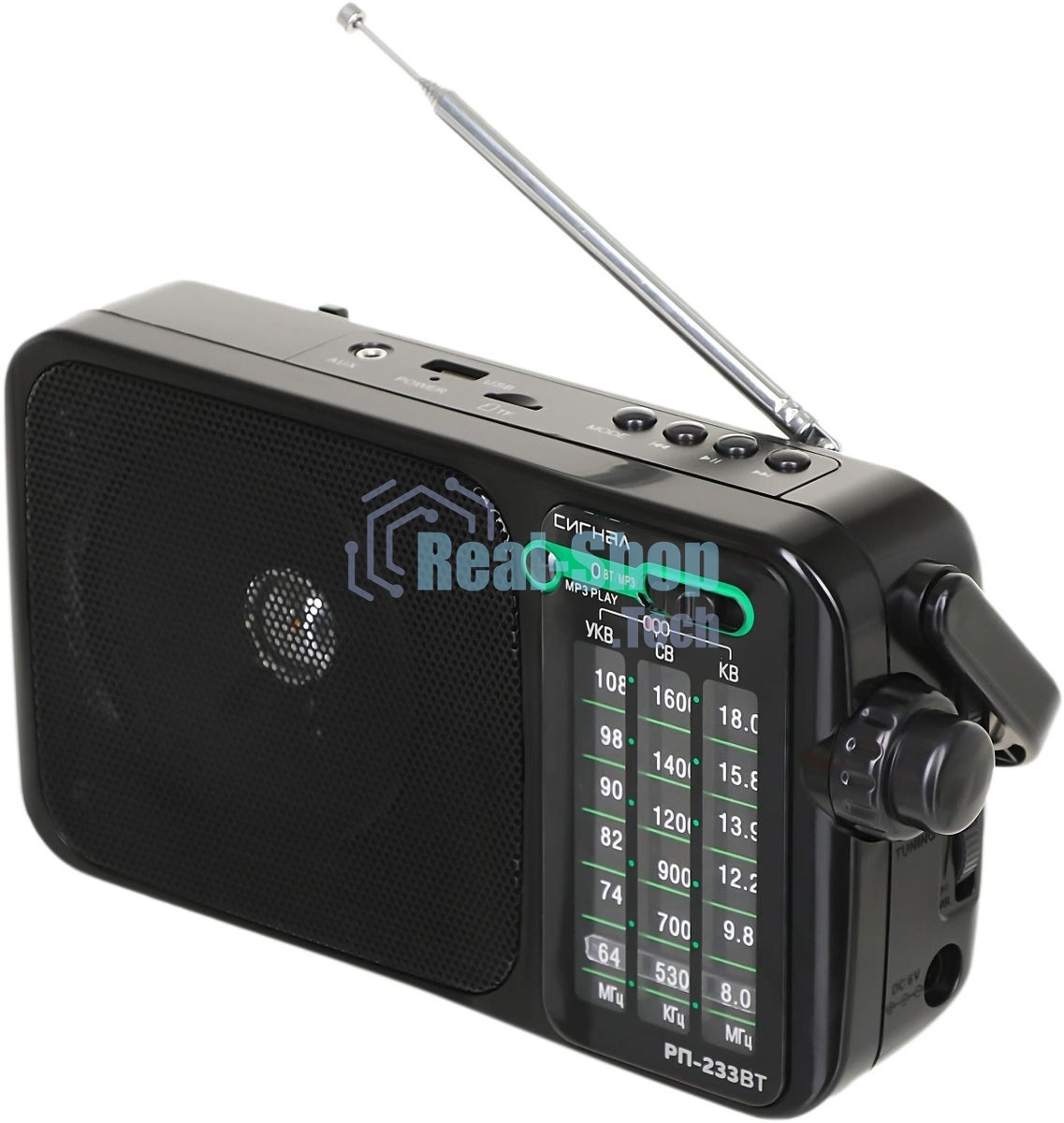 Радиоприемник портативный Сигнал РП-233BT черный USB microSD