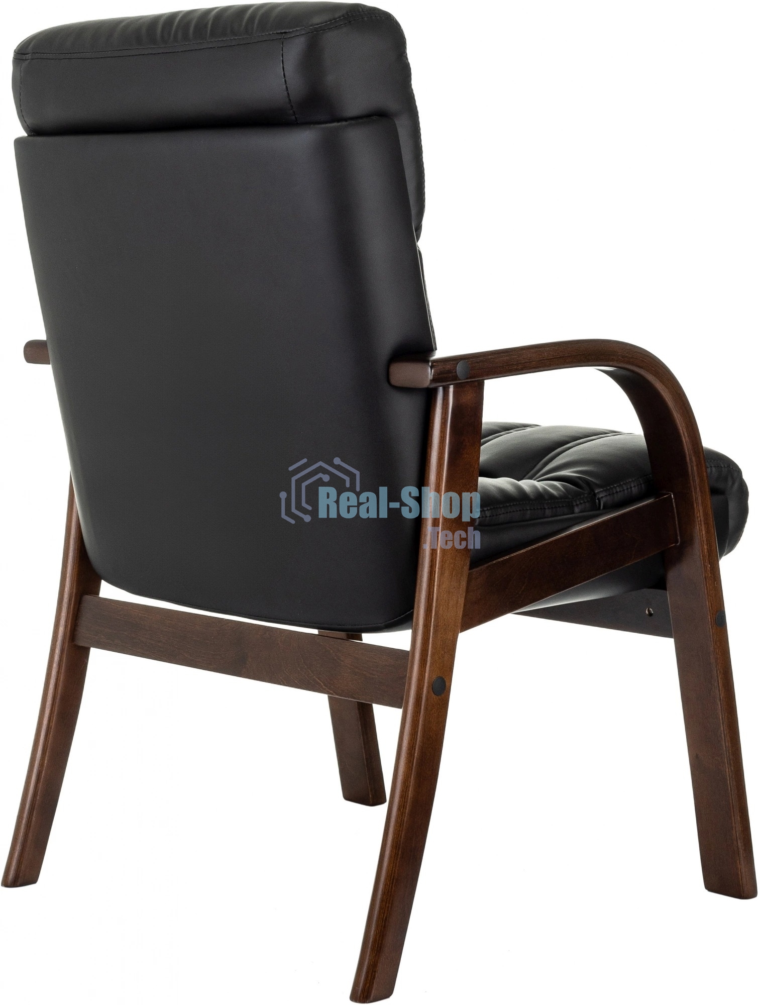 Кресло офисное Бюрократ T-9932W-CF-Eco черный, эко.кожа, на ножках, дерево