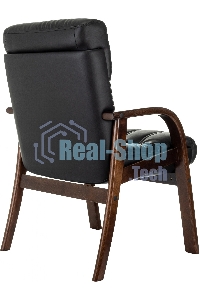 Кресло офисное Бюрократ T-9932W-CF-Eco черный, эко.кожа, на ножках, дерево