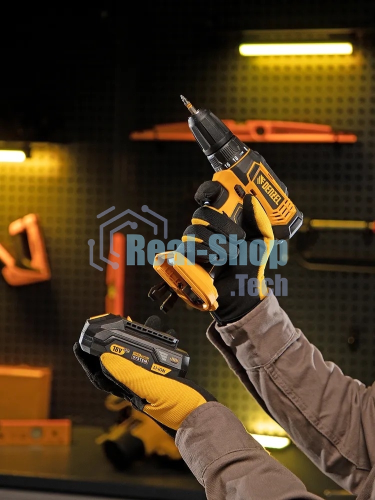 Дрель-шуруповерт Denzel CDL-18-0, 18 В, 0 Ач, 30 Нм, щеточный