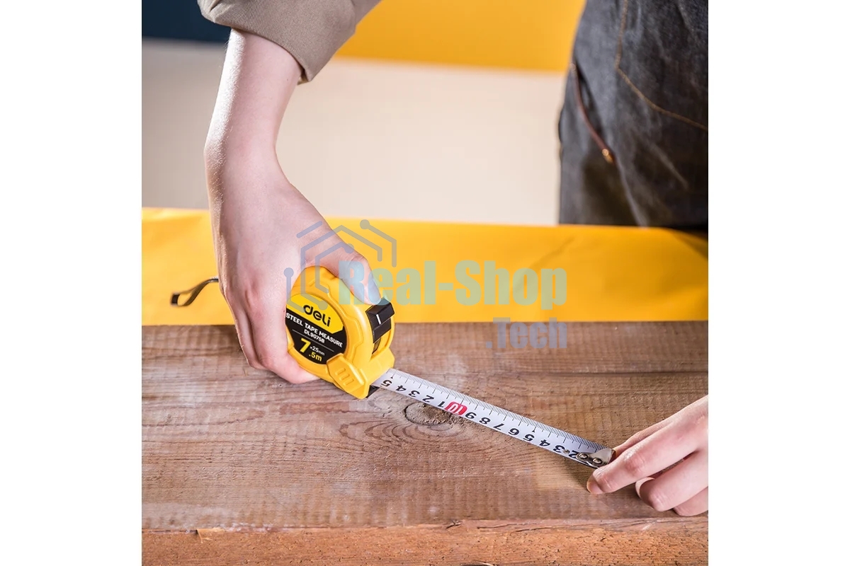 Рулетка Deli DL9075B 7,5мx25мм Метрическая. Корпус ударопрочный.