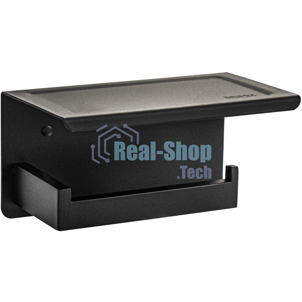 Держатель туалетной бумаги из нержавеющей стали BRIMIX 79920, антивандальный, с полочкой, квадратный профиль, черный.