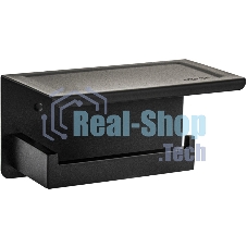 Держатель туалетной бумаги из нержавеющей стали BRIMIX 79920, антивандальный, с полочкой, квадратный профиль, черный.