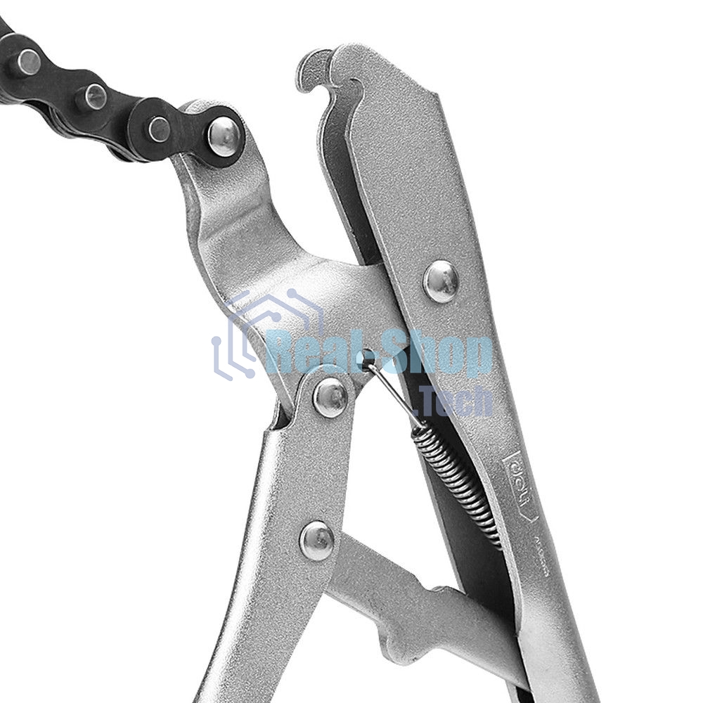 Зажимные клещи цепные с фиксатором Deli DL20018 230мм, длина цепи 450мм, регулировочный винт