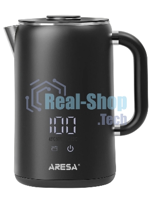 Электрочайник Aresa AR-3482 черный, 1.6 л, 1700 Вт, скрытый нагревательный элемент, поддержание температуры