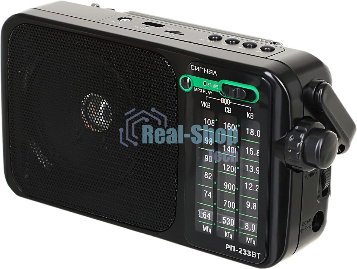 Радиоприемник портативный Сигнал РП-233BT черный USB microSD