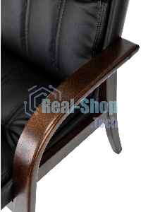 Кресло офисное Бюрократ T-9932W-CF-Eco черный, эко.кожа, на ножках, дерево