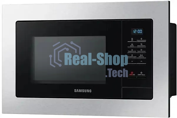 Микроволновая печь встраиваемая Samsung MS23A7013AT/BW серебристый/черный, 23 л, 1150 Вт, переключатели - кнопки