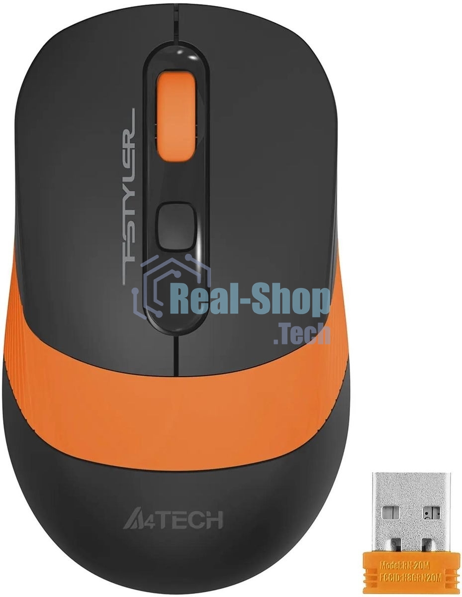 Мышь беспроводная A4Tech Fstyler FG10S черный/оранжевый, 2000 dpi, радиоканал, USB, кнопки - 4